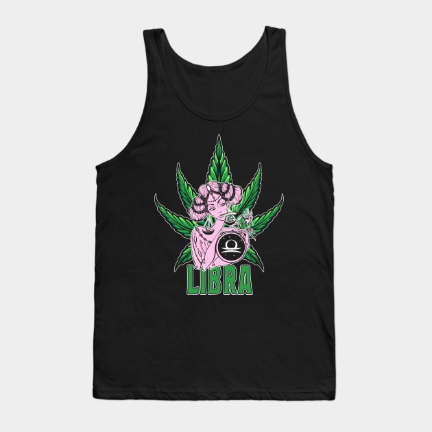 Libra Weed Shirt, Zodiac Cannabis, Libra Marijuana Shirt, Libra Gift, Libra Zodiac tee, zodiac birthday Zodiac Pot Leaf, Libra Birthday Gift Tank Top by Moon Phase Design